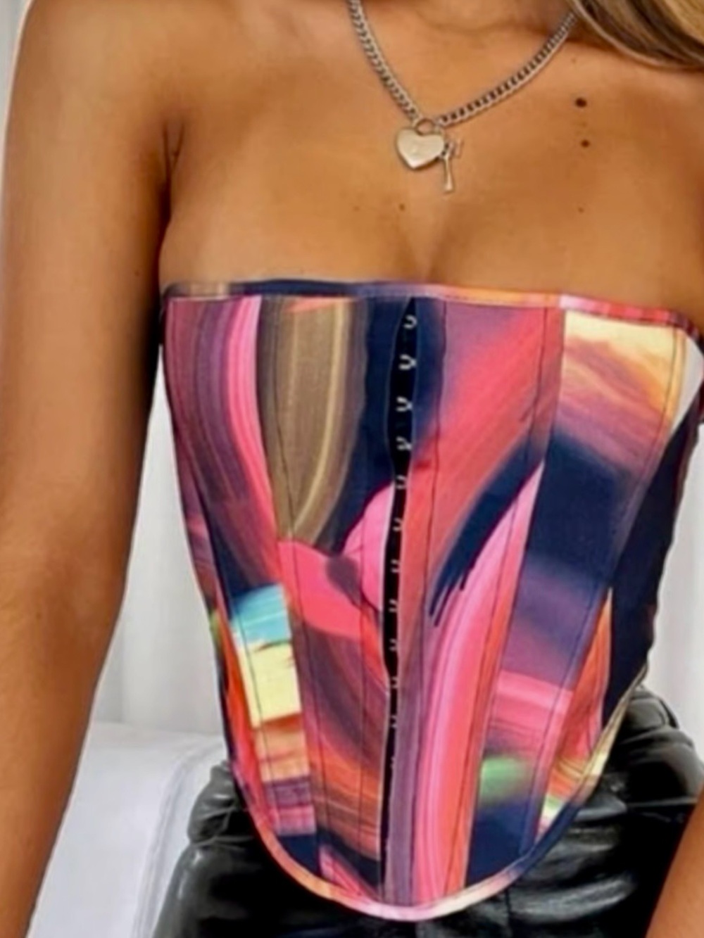 Vibrant Multicolor Strapless Bustier Top